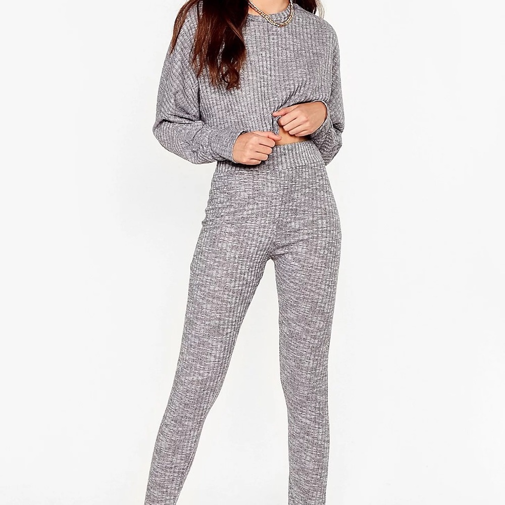 Nasty Gal Ribbed Crop Sweater and Leggings Set
